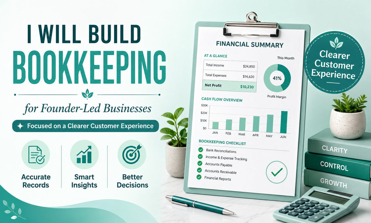 I will build bookkeeping for founder-led businesses focused on a clearer customer experience