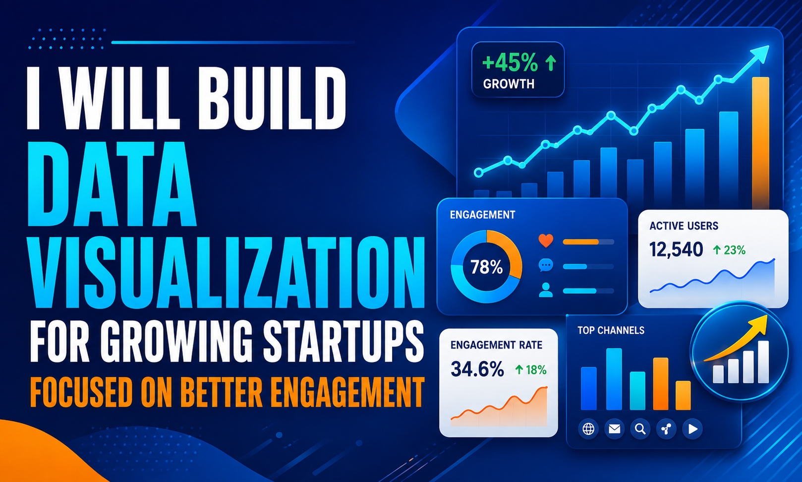 I will build data visualization for growing startups focused on better engagement