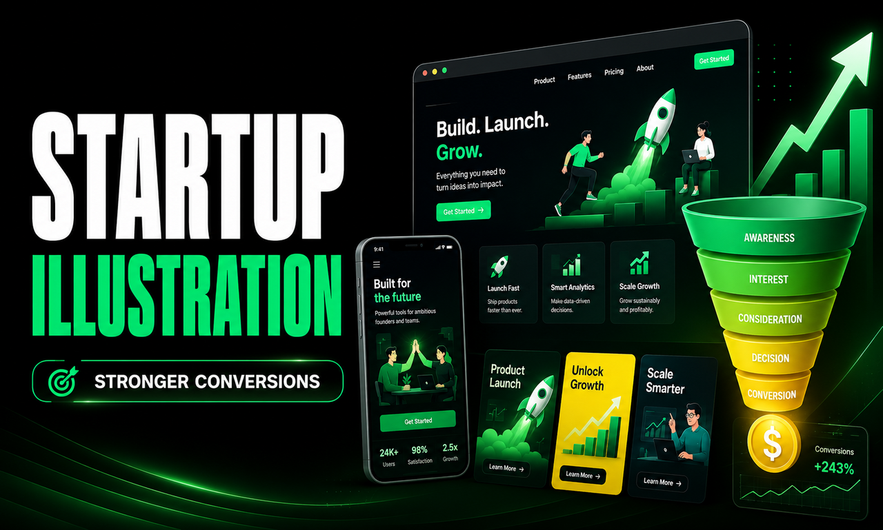 I will build illustration for new ventures focused on stronger conversions