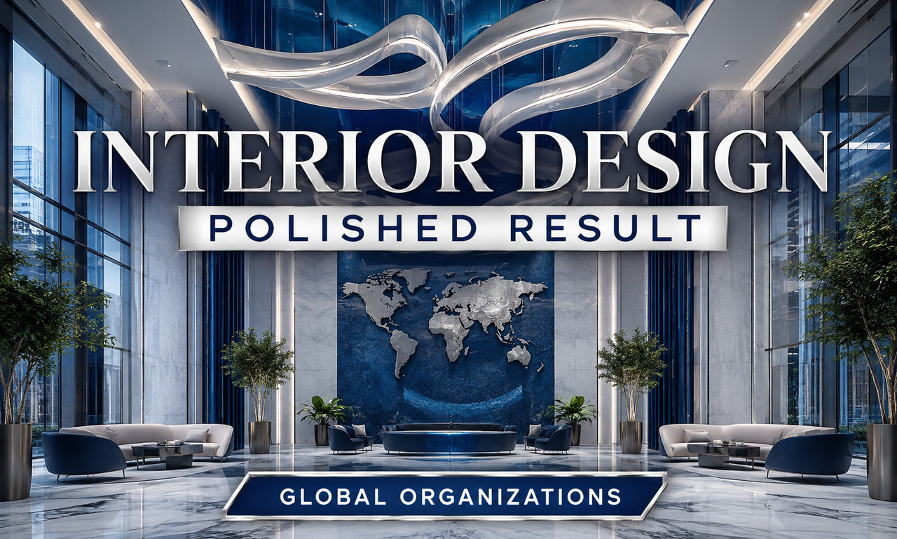 I will build interior design for global organizations focused on a polished result