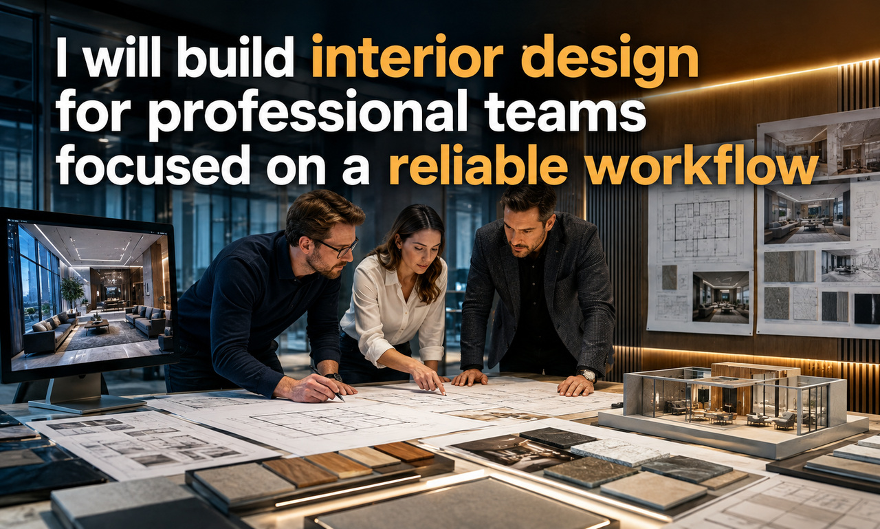 I will build interior design for professional teams focused on a reliable workflow
