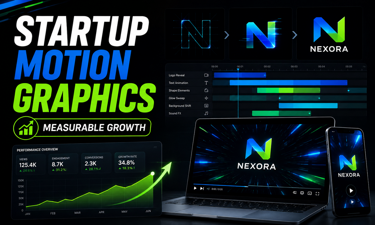 I will build motion graphics for new ventures focused on measurable growth
