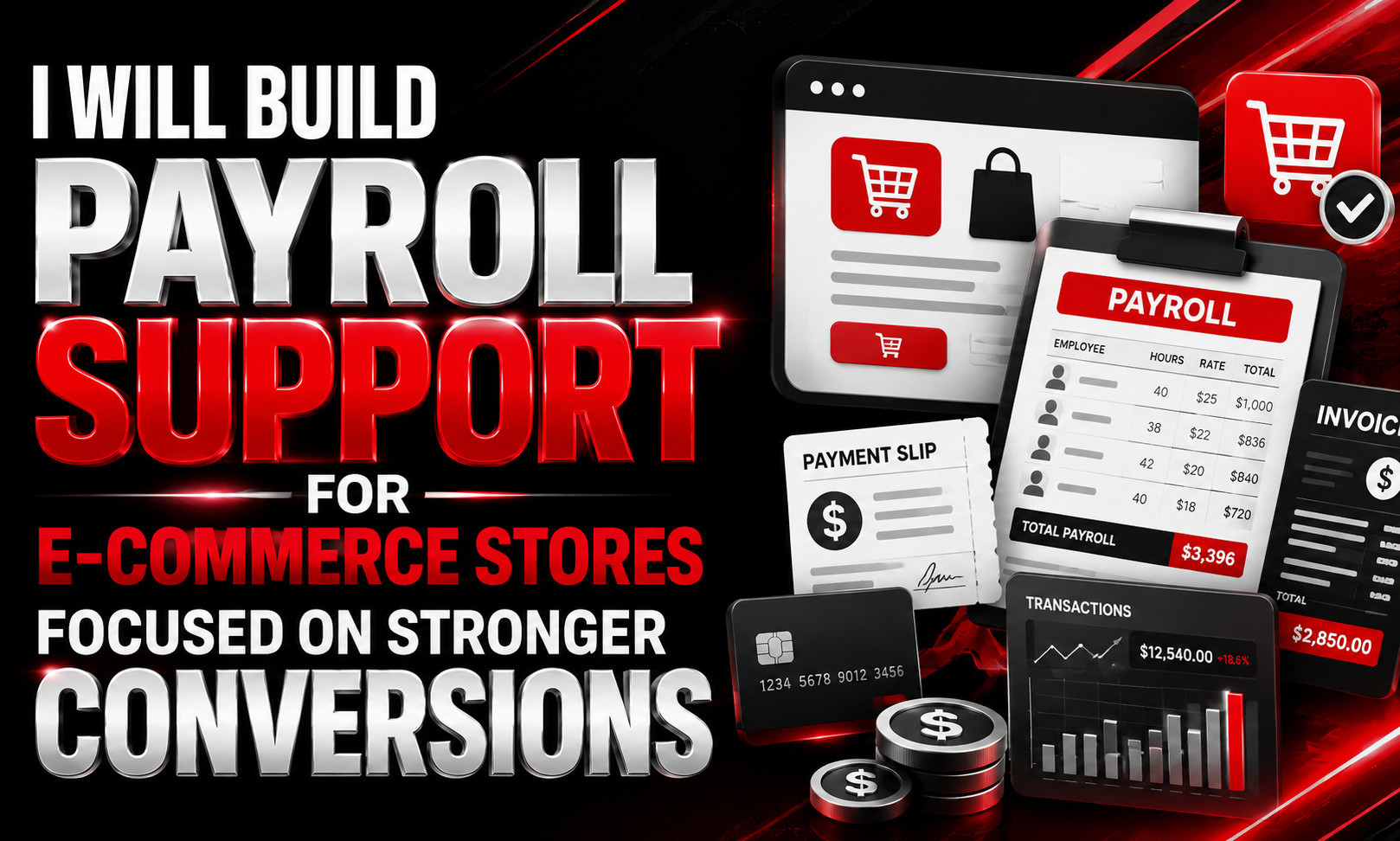 I will build payroll support for e-commerce stores focused on stronger conversions