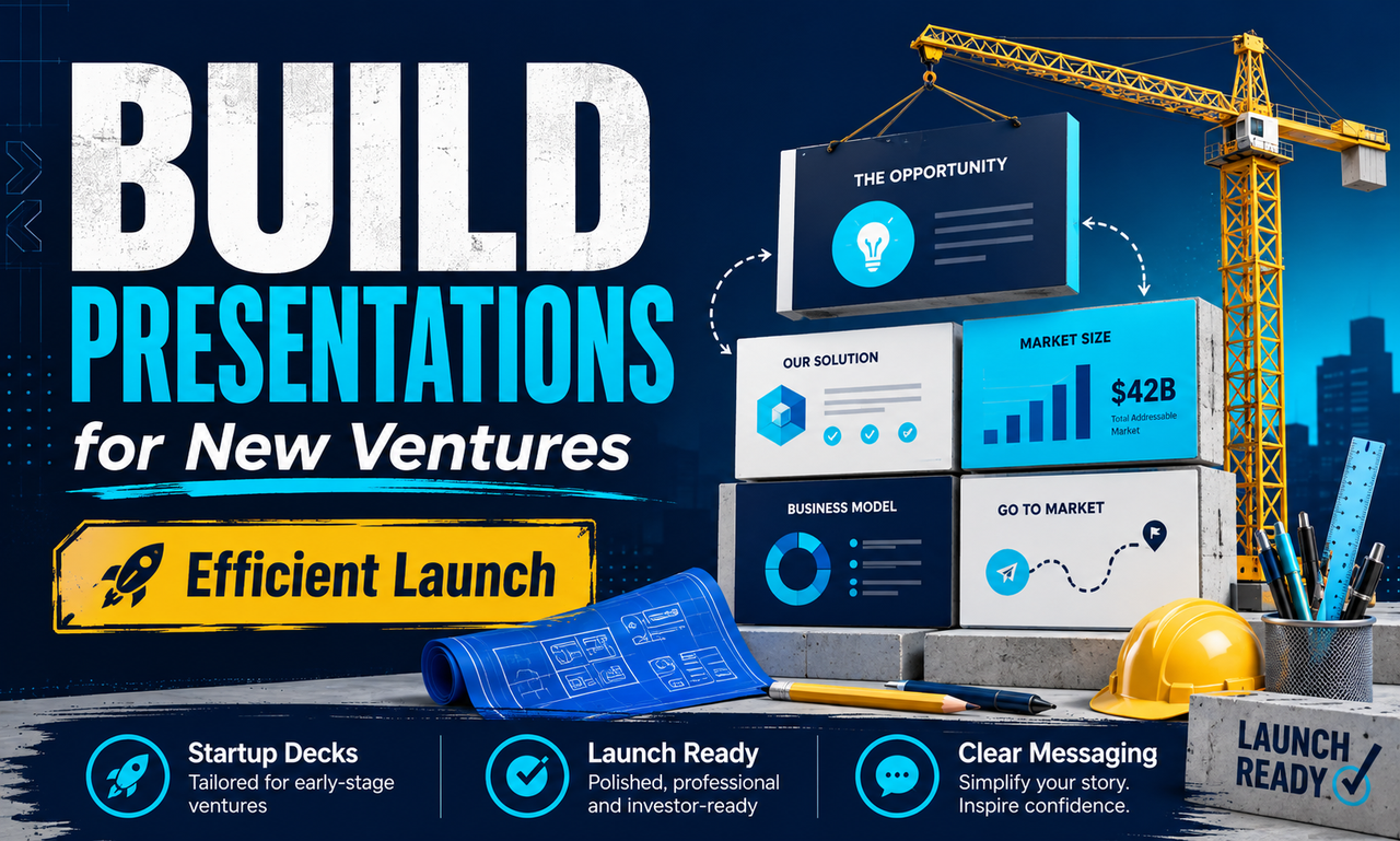I will build presentations for new ventures focused on an efficient launch