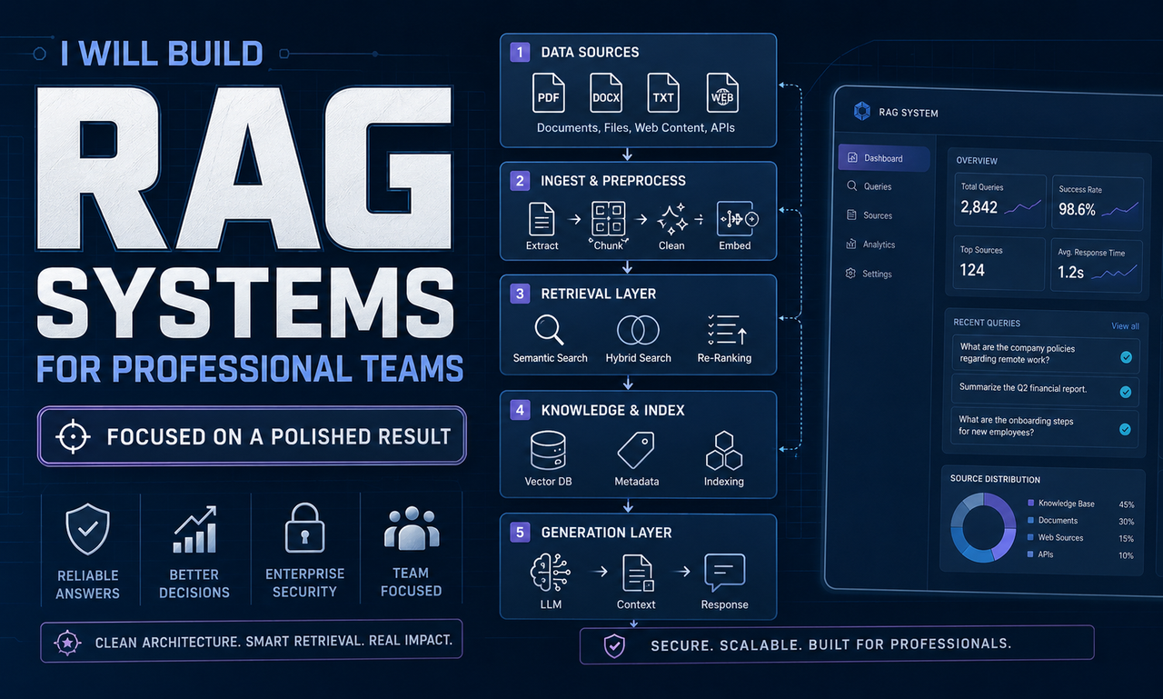 I will build rag systems for professional teams focused on a polished result
