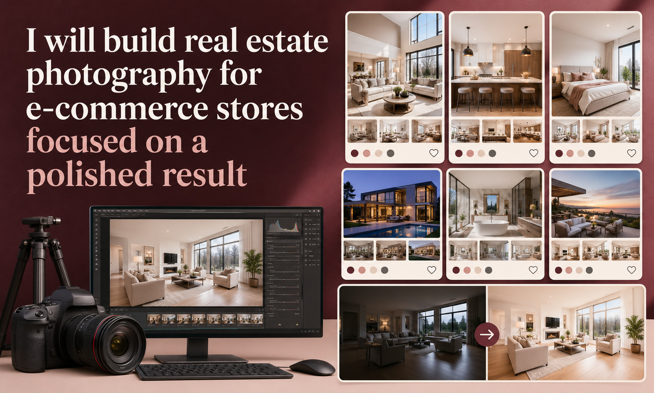 I will build real estate photography for e-commerce stores focused on a polished result
