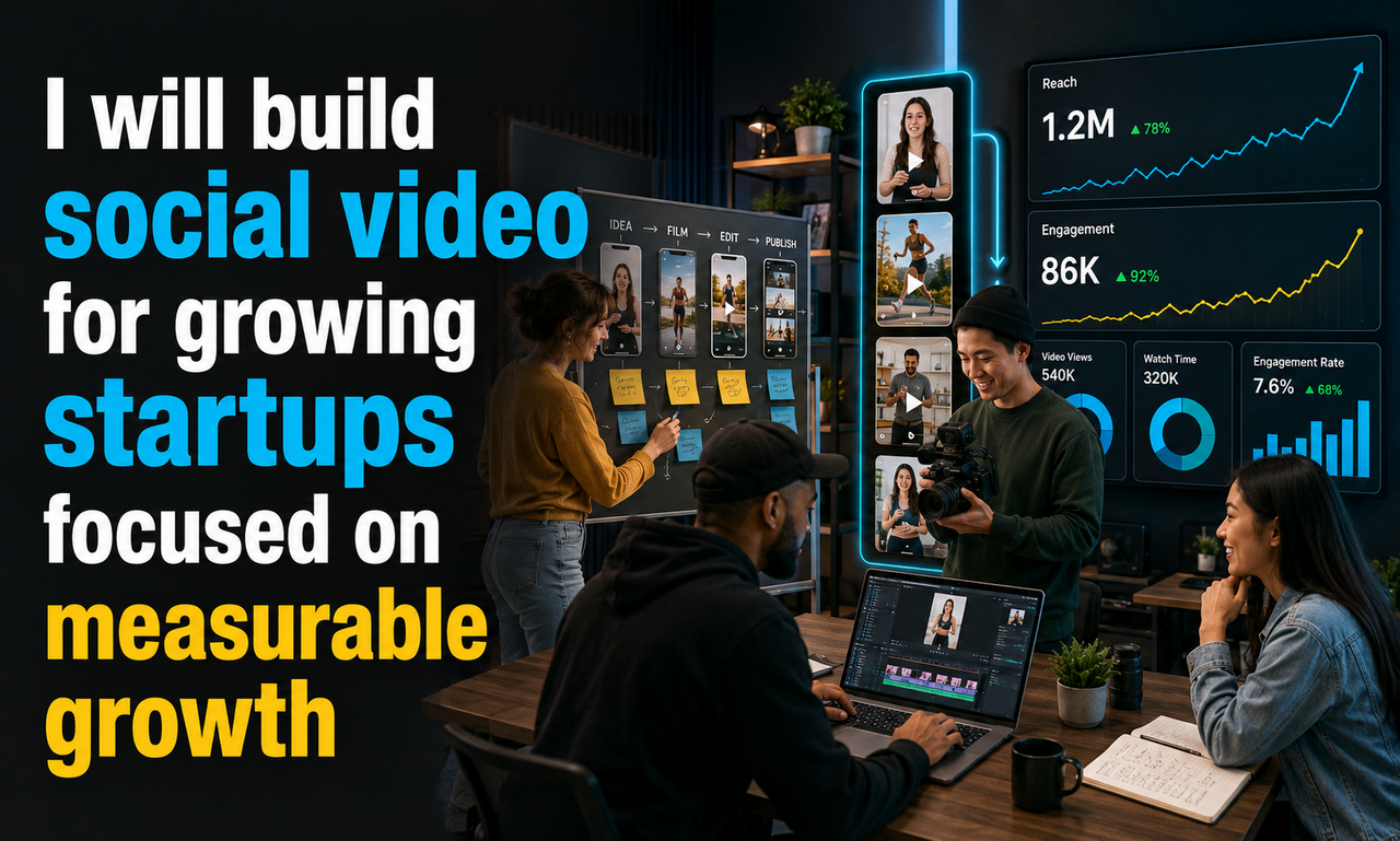 I will build social video for growing startups focused on measurable growth