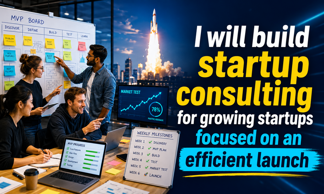 I will build startup consulting for growing startups focused on an efficient launch