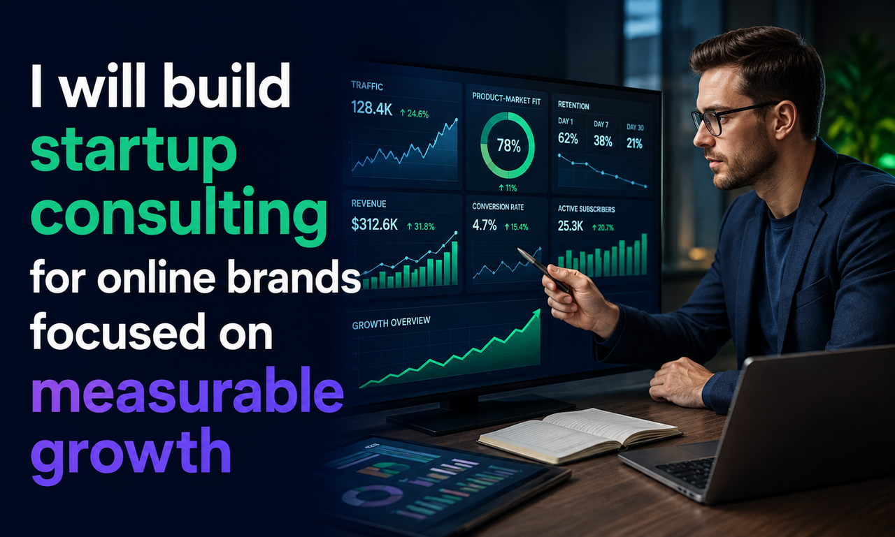 I will build startup consulting for online brands focused on measurable growth