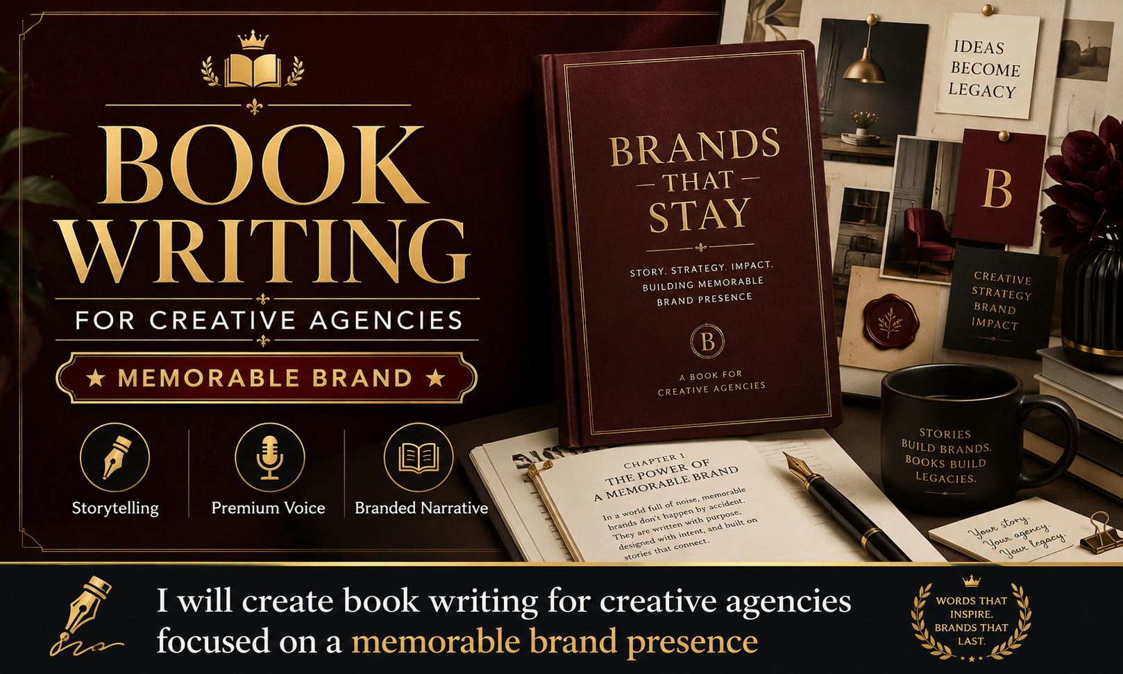 I will create book writing for creative agencies focused on a memorable brand presence