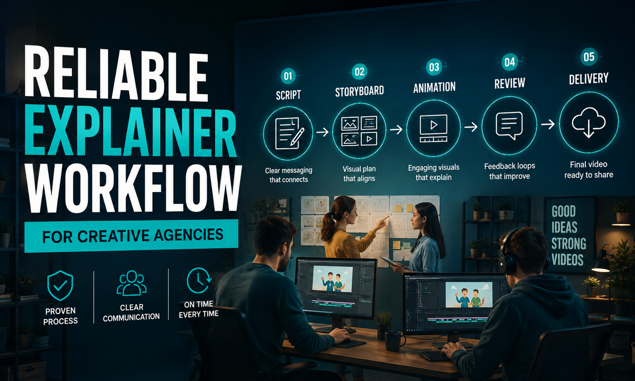 I will create explainer videos for creative agencies focused on a reliable workflow