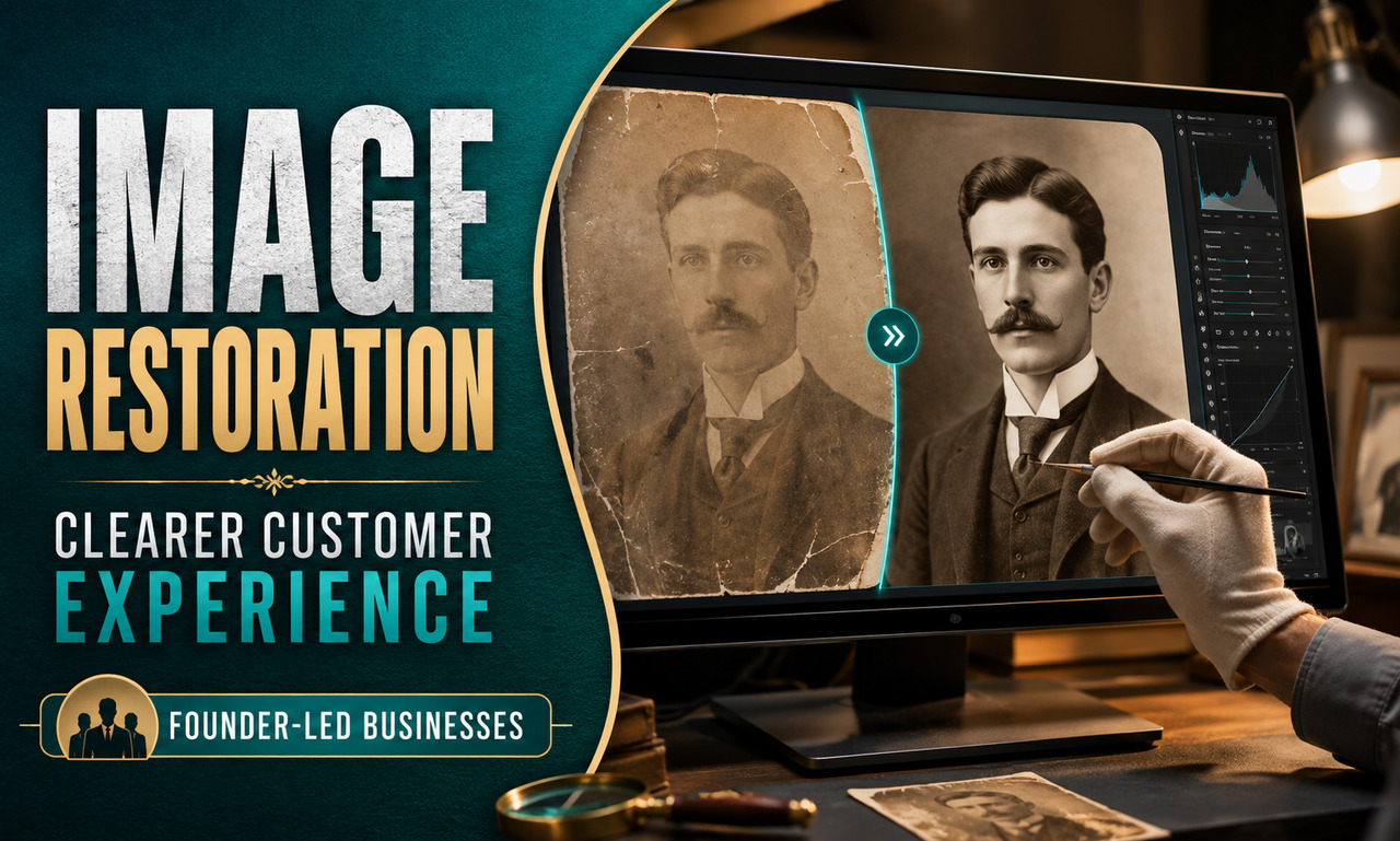 I will create image restoration for founder-led businesses focused on a clearer customer experience