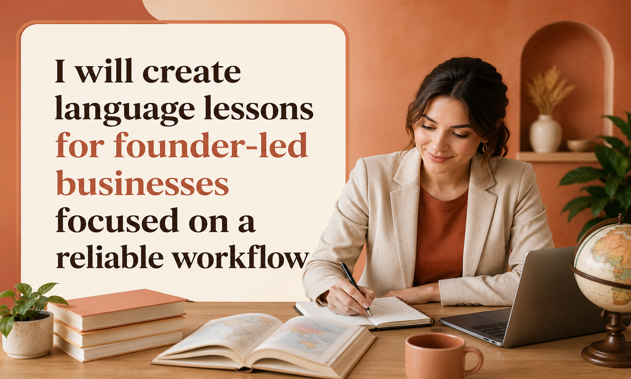 I will create language lessons for founder-led businesses focused on a reliable workflow