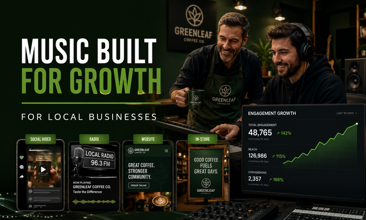 I will create music production for local businesses focused on measurable growth