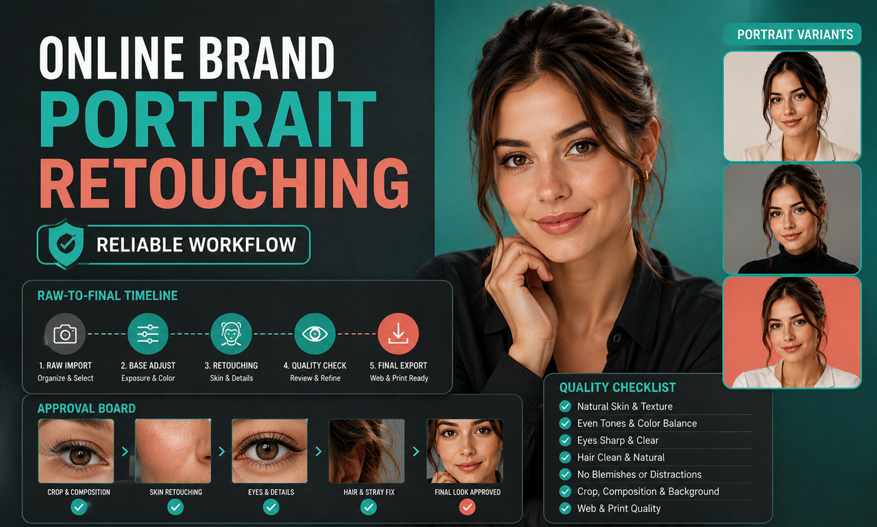 I will create portrait retouching for online brands focused on a reliable workflow