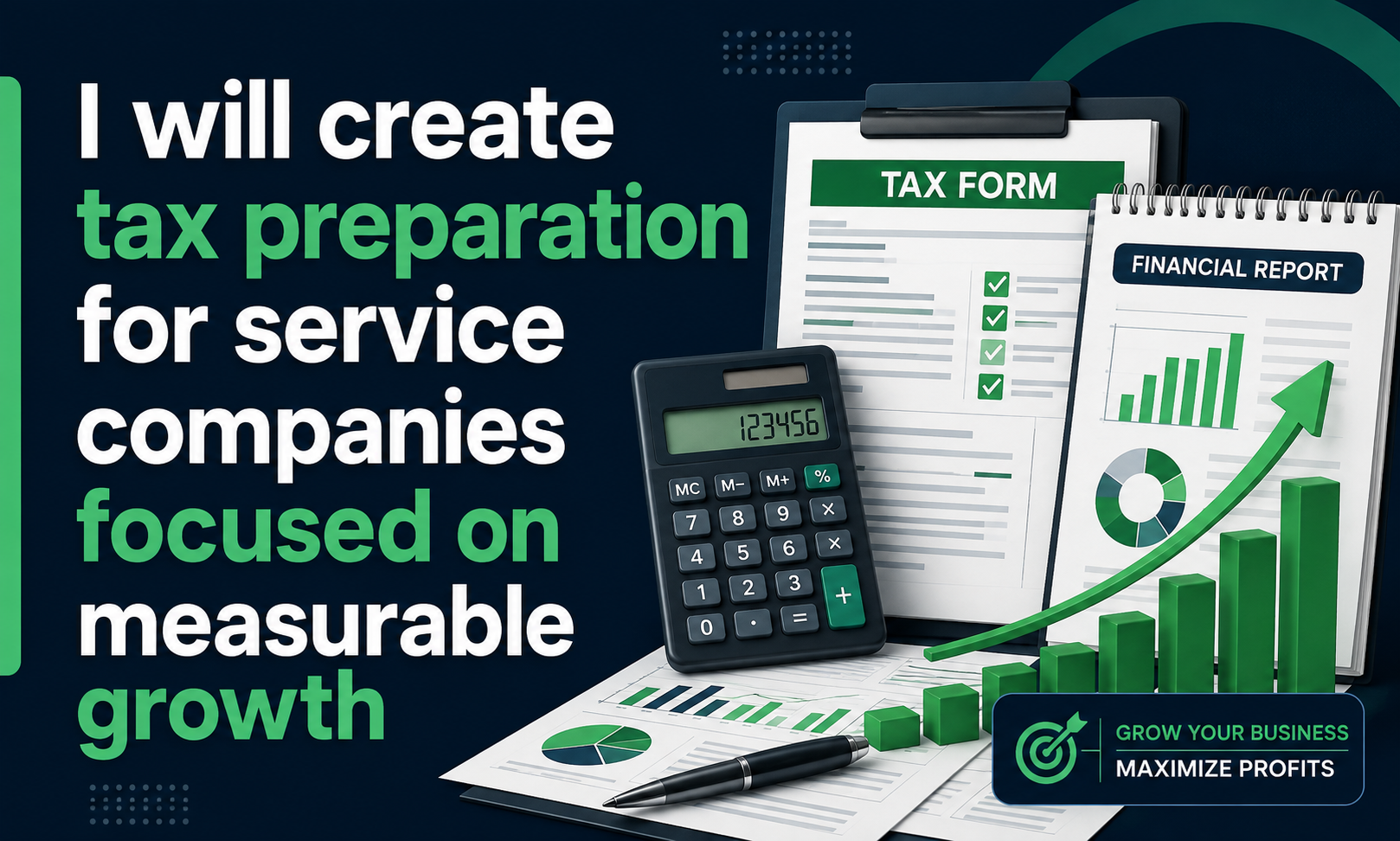 I will create tax preparation for service companies focused on measurable growth