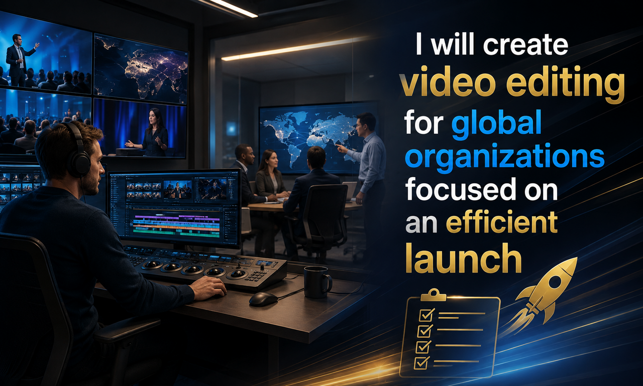 I will create video editing for global organizations focused on an efficient launch