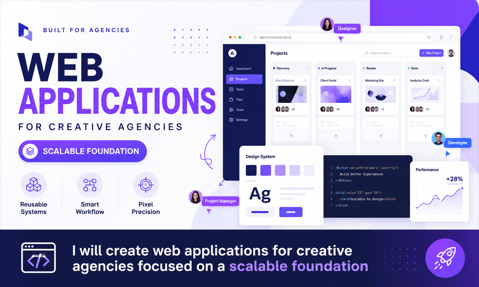 I will create web applications for creative agencies focused on a scalable foundation