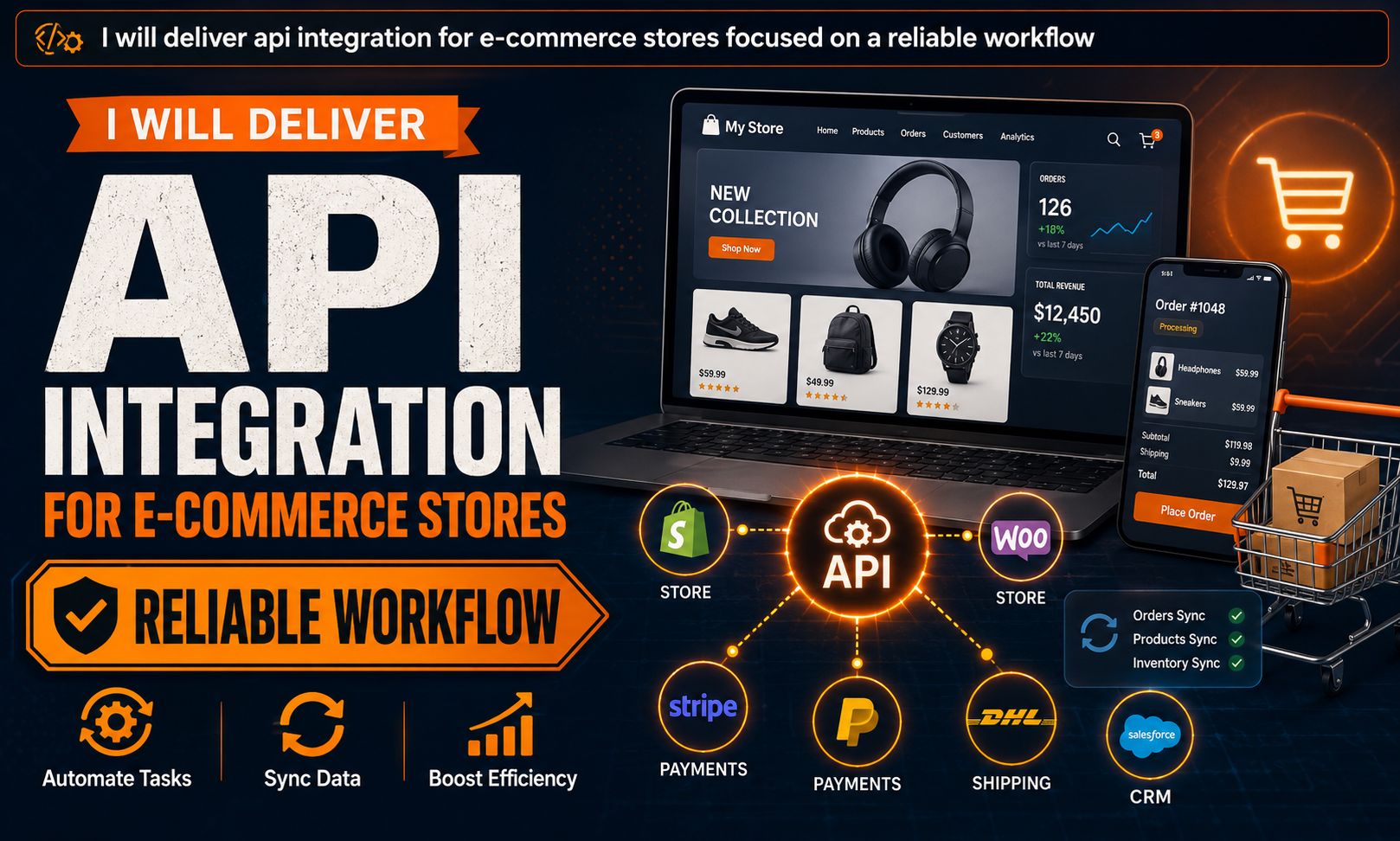 I will deliver api integration for e-commerce stores focused on a reliable workflow