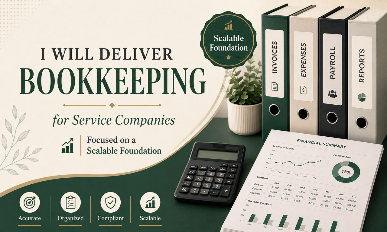 I will deliver bookkeeping for service companies focused on a scalable foundation