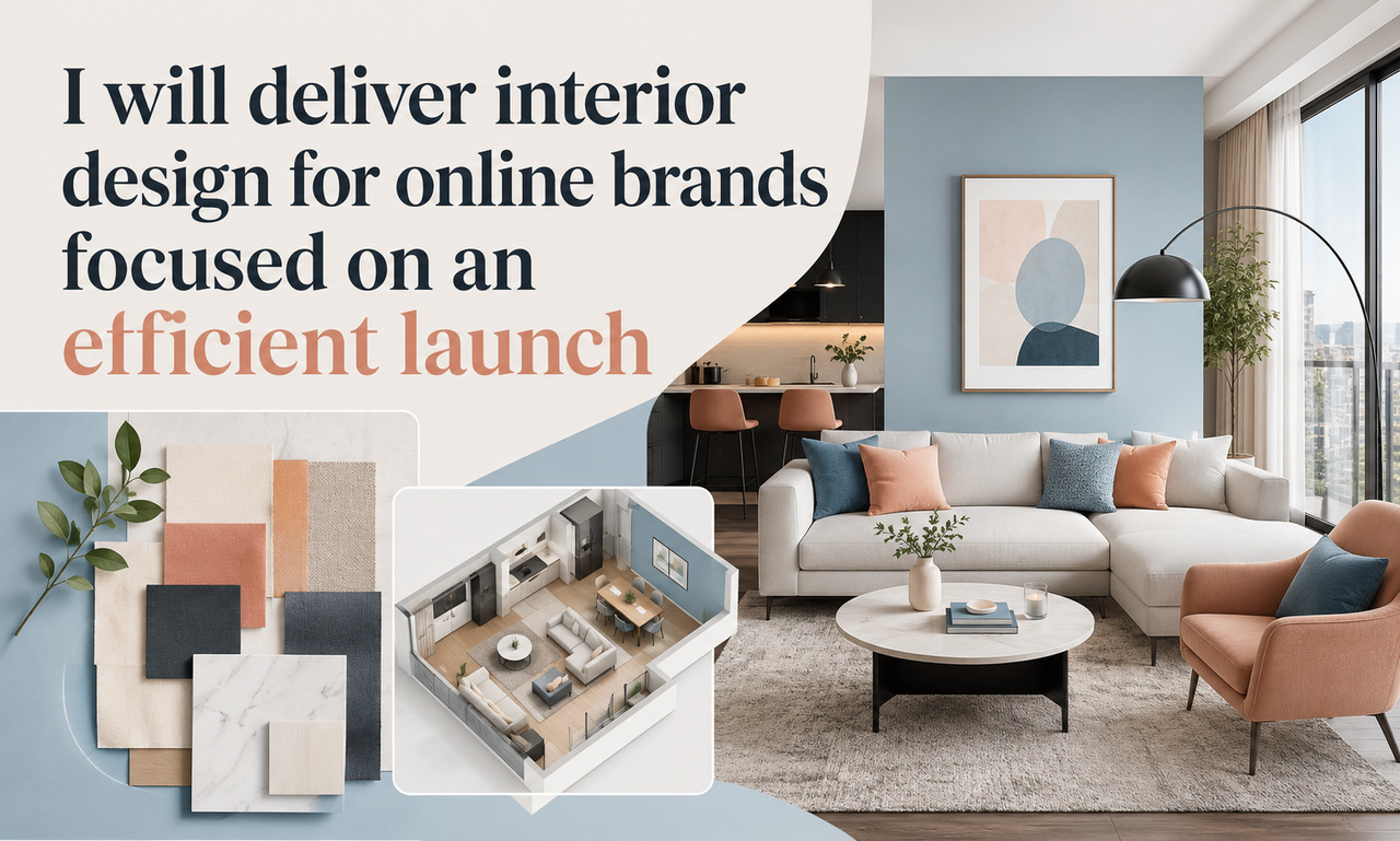 I will deliver interior design for online brands focused on an efficient launch
