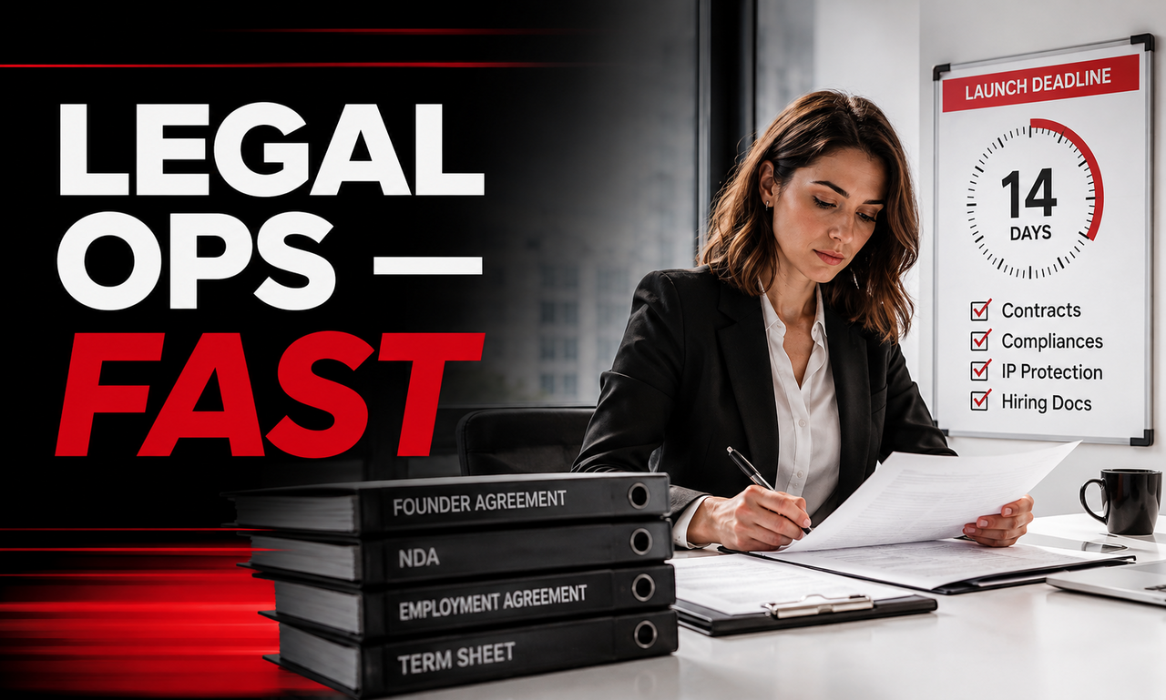 I will deliver legal operations for growing startups focused on an efficient launch