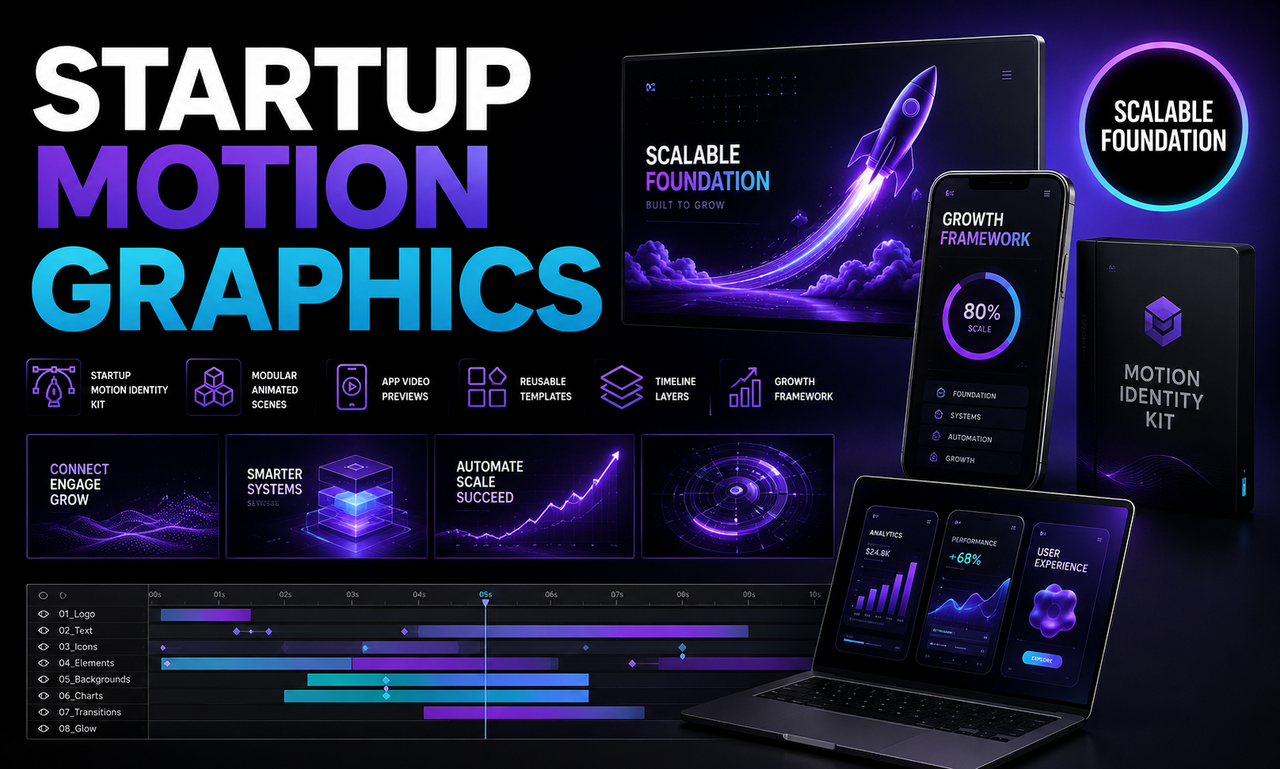 I will deliver motion graphics for growing startups focused on a scalable foundation