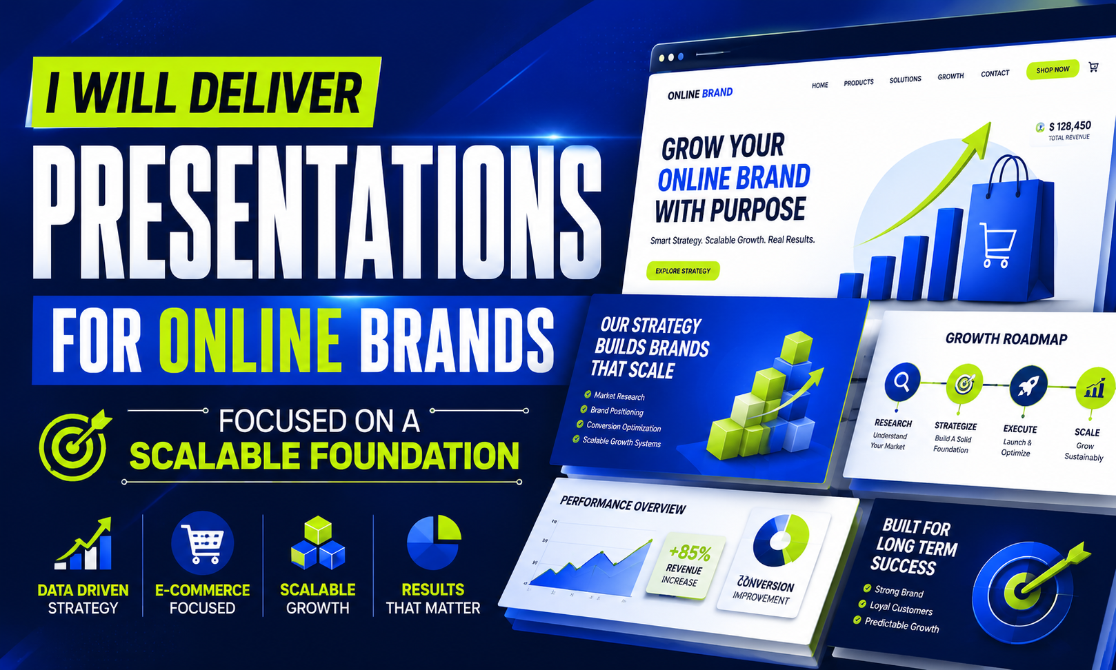 I will deliver presentations for online brands focused on a scalable foundation