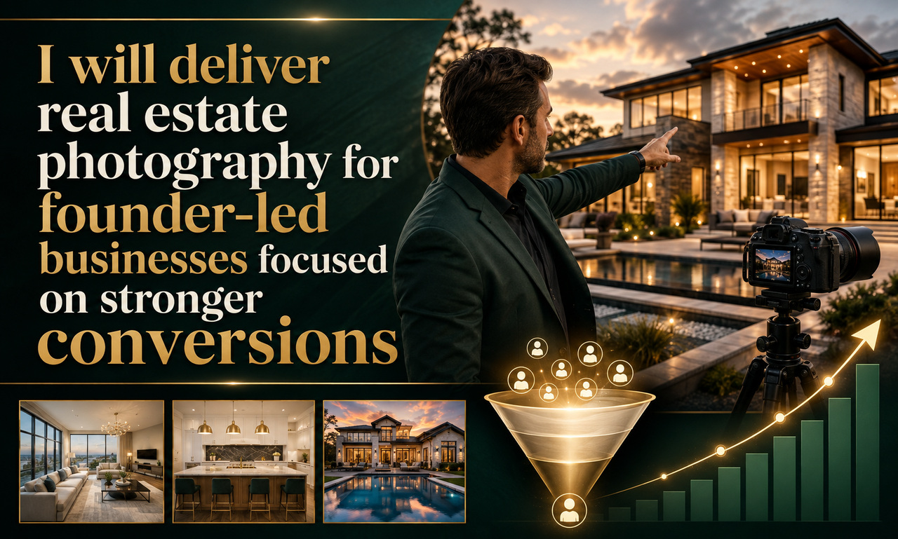 I will deliver real estate photography for founder-led businesses focused on stronger conversions