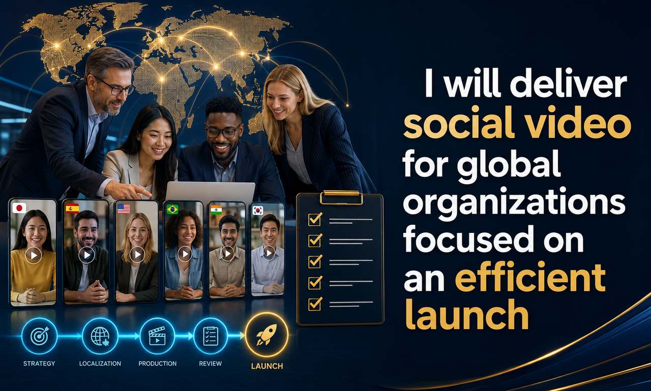 I will deliver social video for global organizations focused on an efficient launch