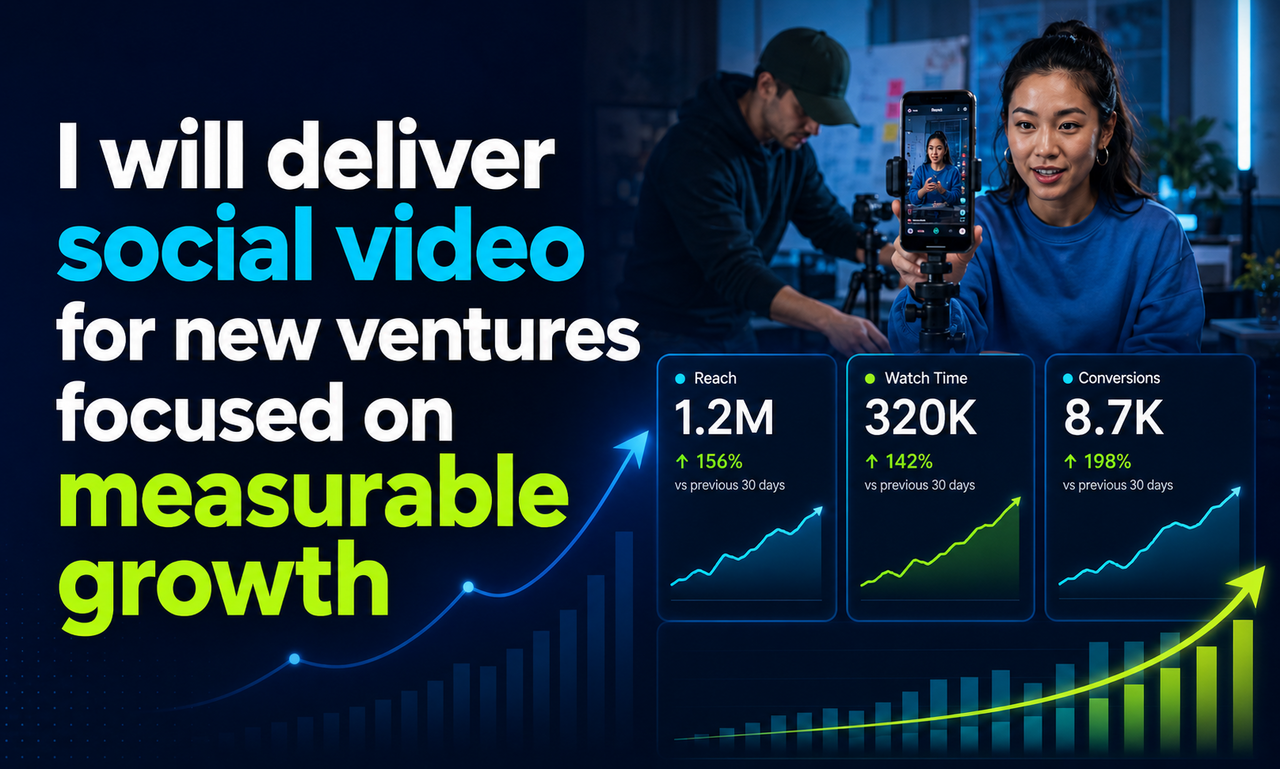 I will deliver social video for new ventures focused on measurable growth