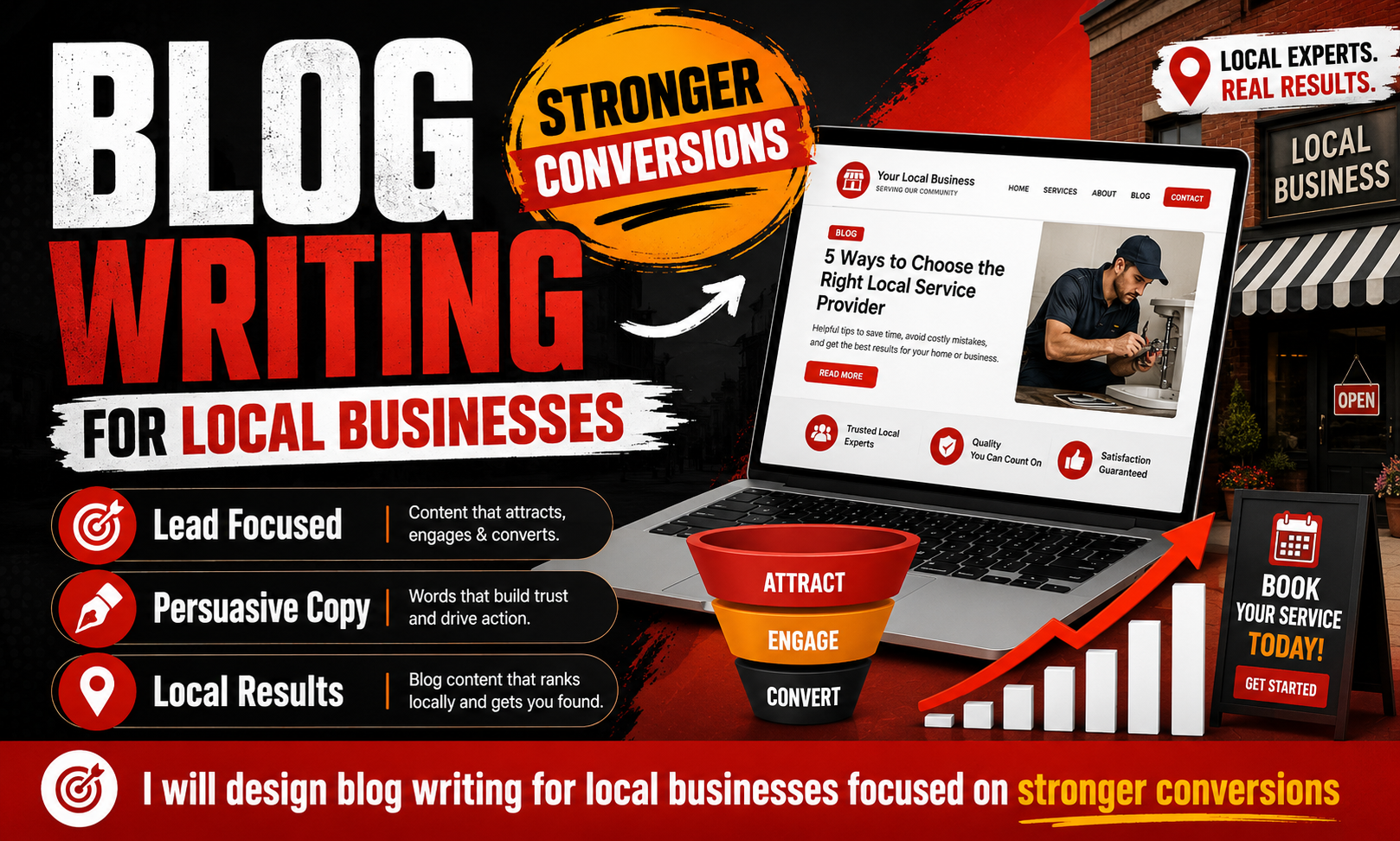 I will design blog writing for local businesses focused on stronger conversions