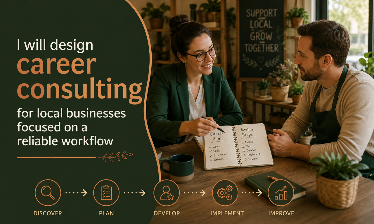 I will design career consulting for local businesses focused on a reliable workflow