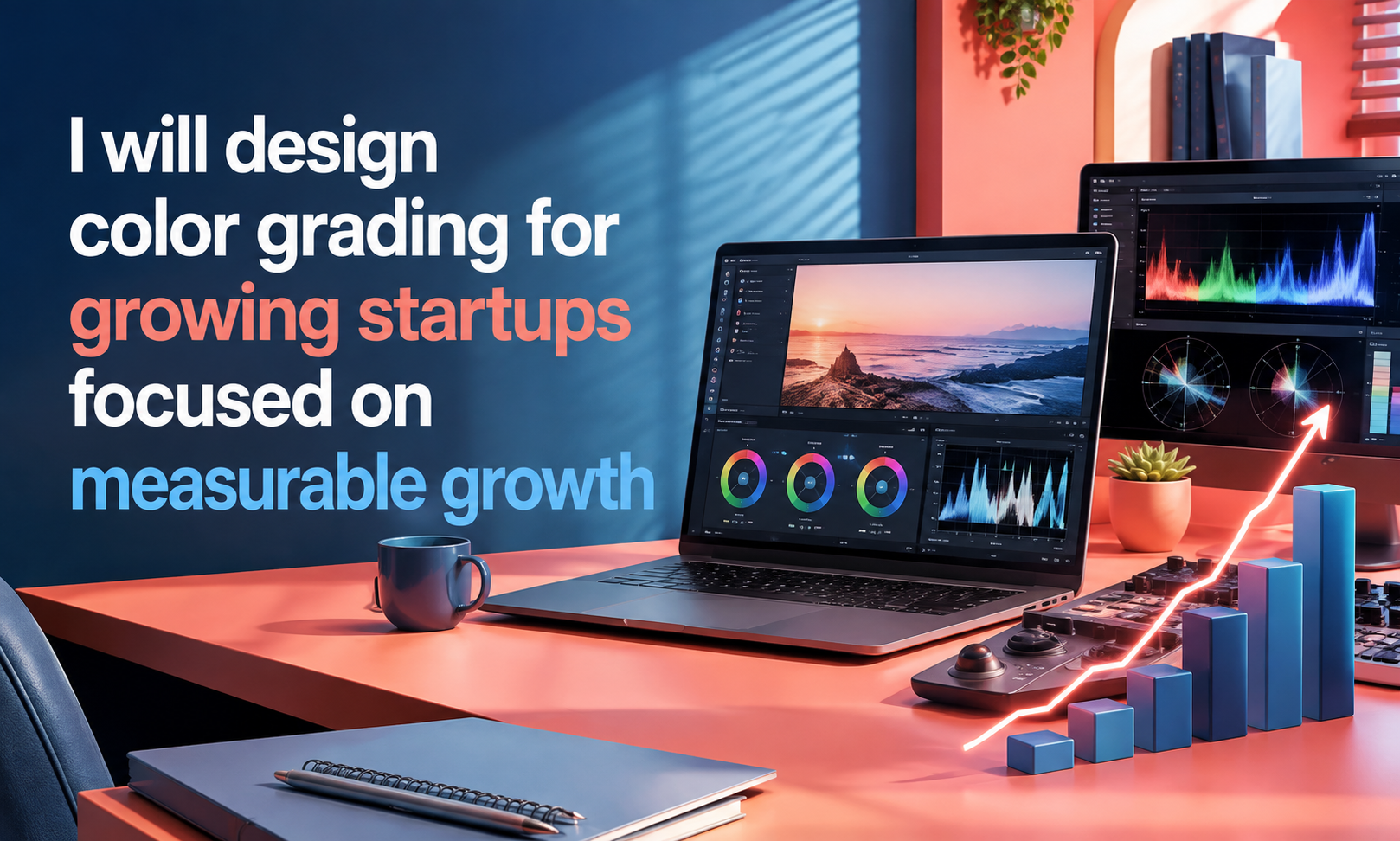 I will design color grading for growing startups focused on measurable growth
