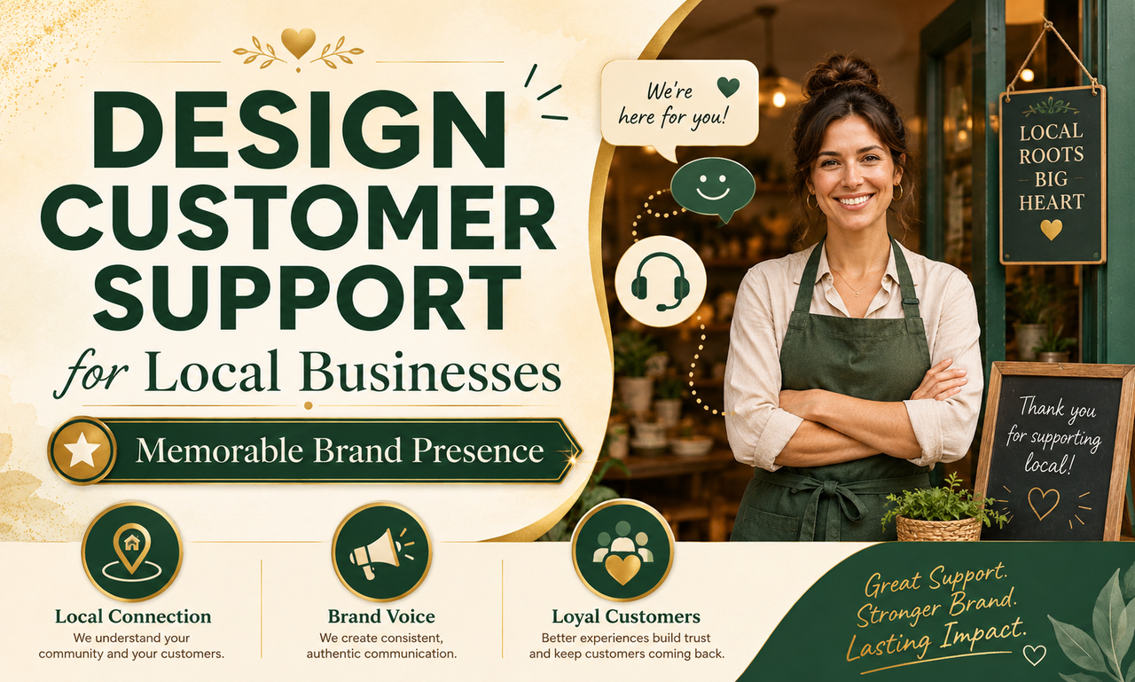 I will design customer support for local businesses focused on a memorable brand presence