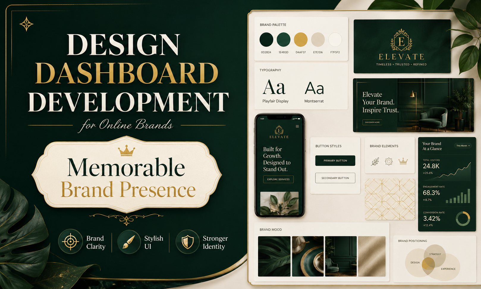 I will design dashboard development for online brands focused on a memorable brand presence