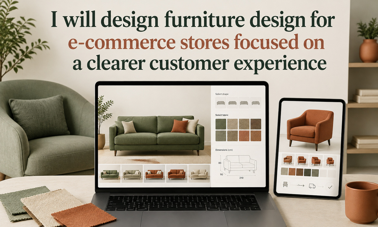 I will design furniture design for e-commerce stores focused on a clearer customer experience