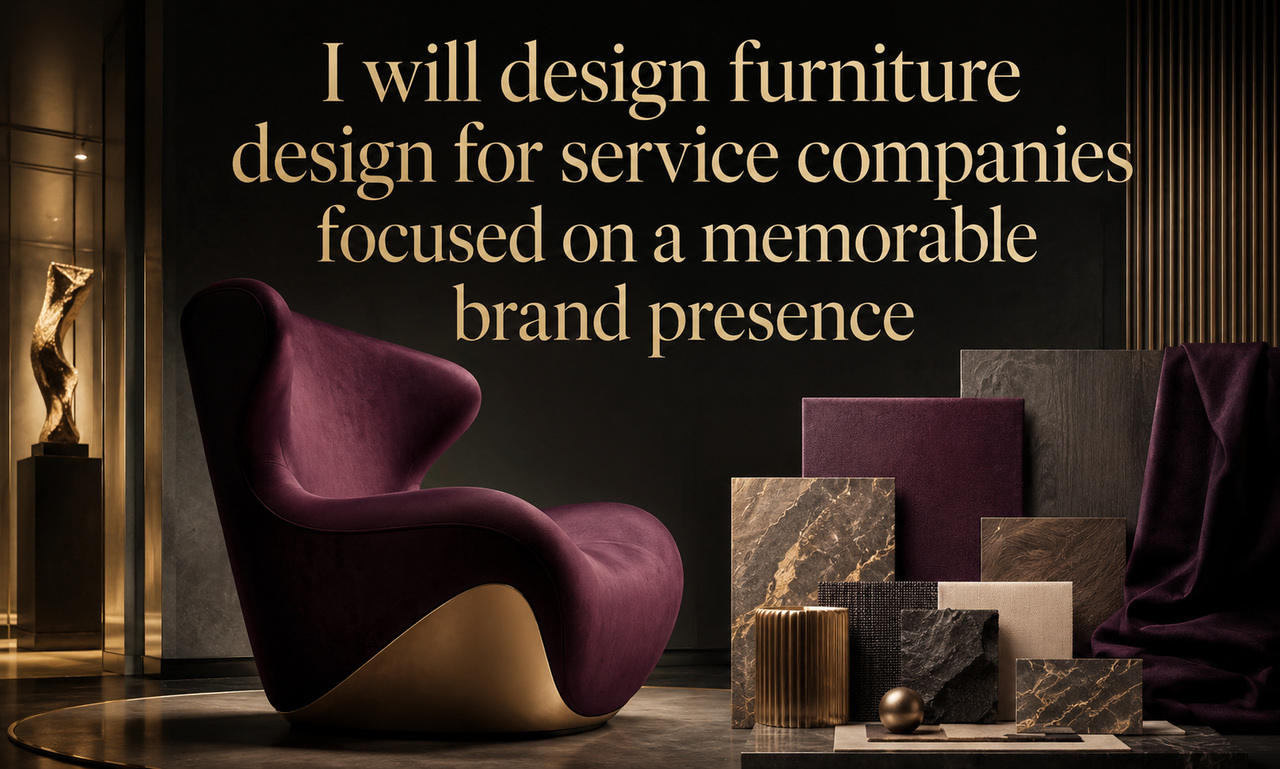 I will design furniture design for service companies focused on a memorable brand presence