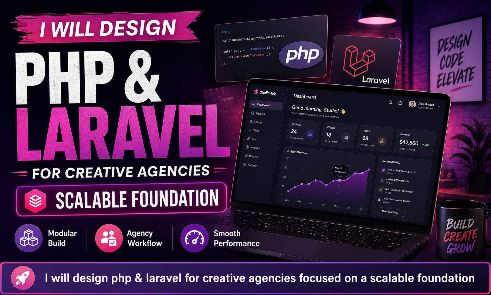 I will design php & laravel for creative agencies focused on a scalable foundation