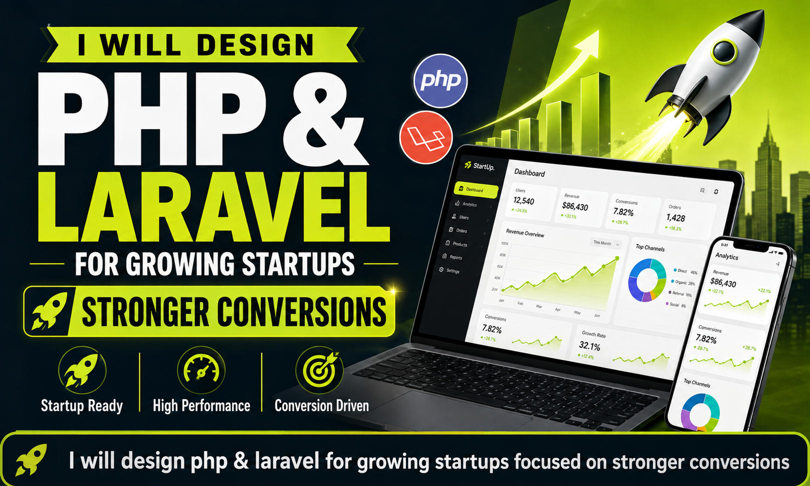 I will design php & laravel for growing startups focused on stronger conversions