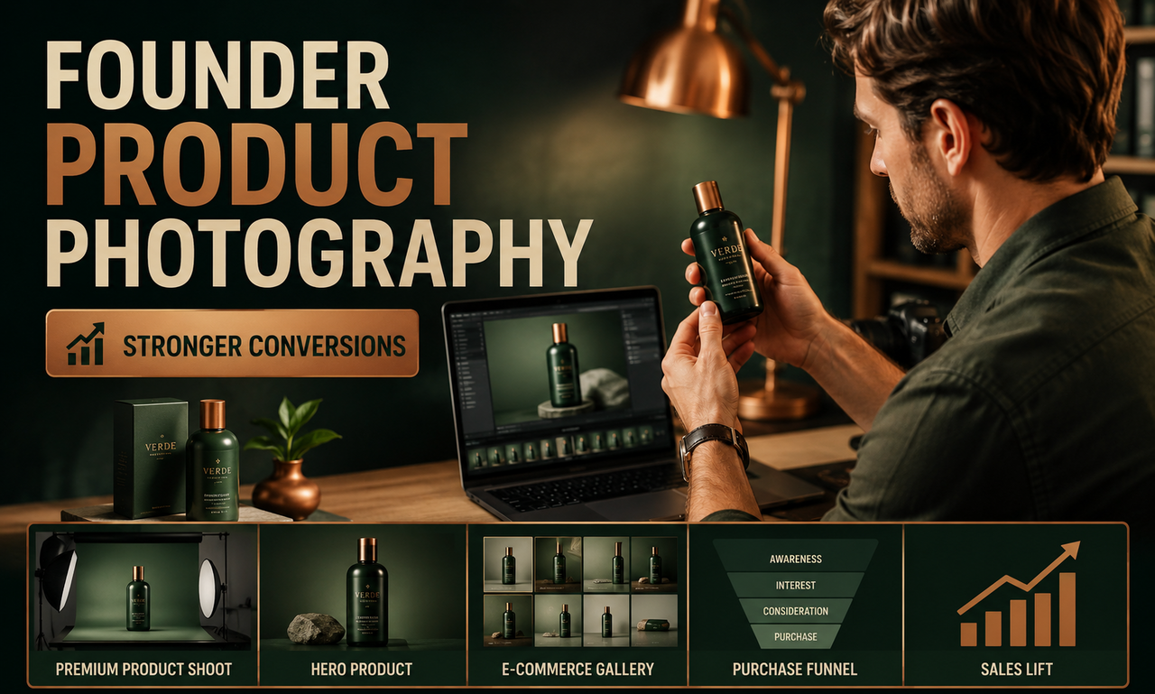 I will design product photography for founder-led businesses focused on stronger conversions