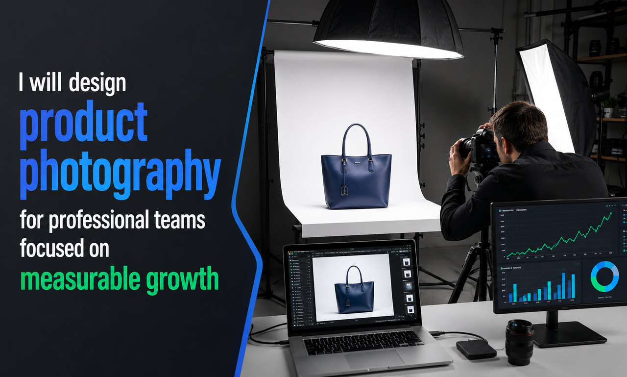 I will design product photography for professional teams focused on measurable growth