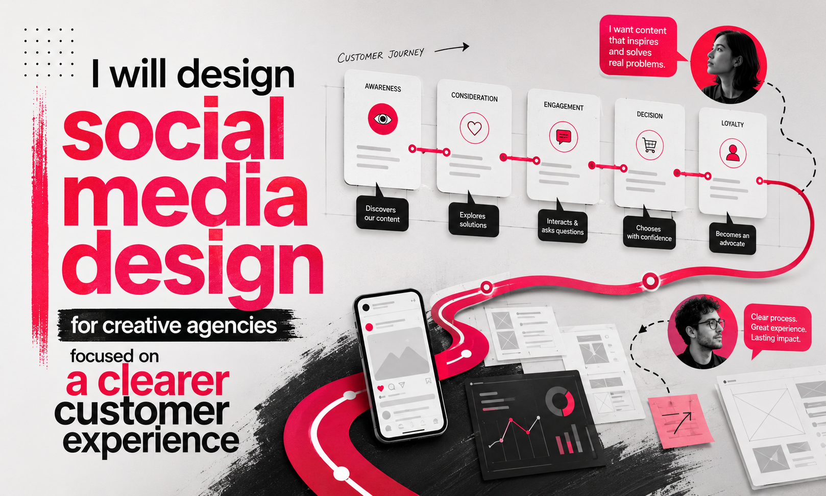 I will design social media design for creative agencies focused on a clearer customer experience