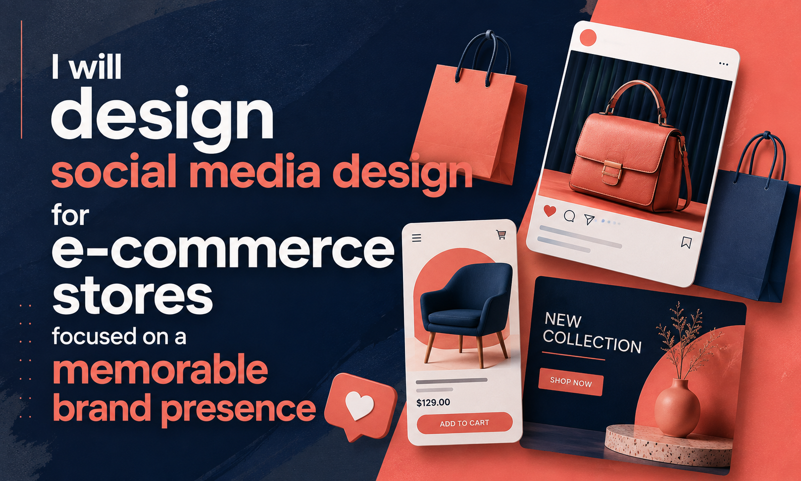 I will design social media design for e-commerce stores focused on a memorable brand presence