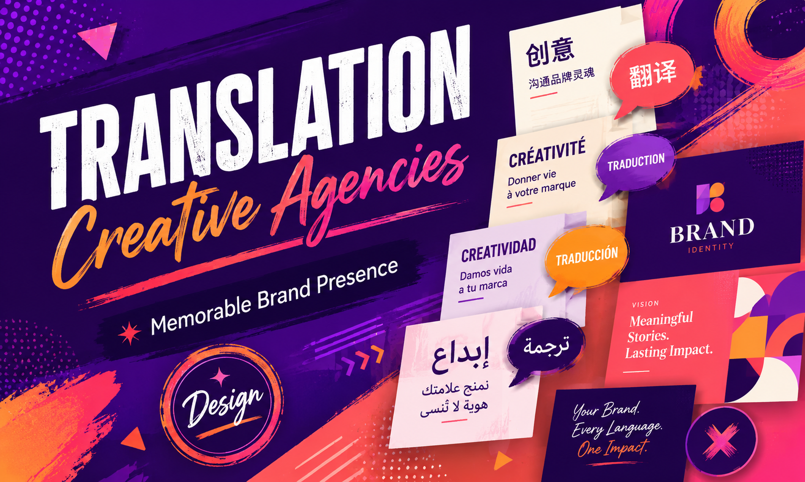I will design translation for creative agencies focused on a memorable brand presence