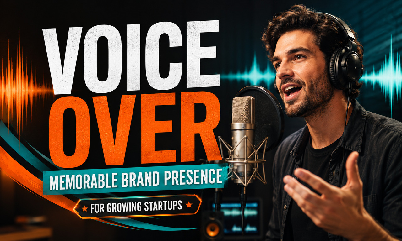 I will design voice over for growing startups focused on a memorable brand presence
