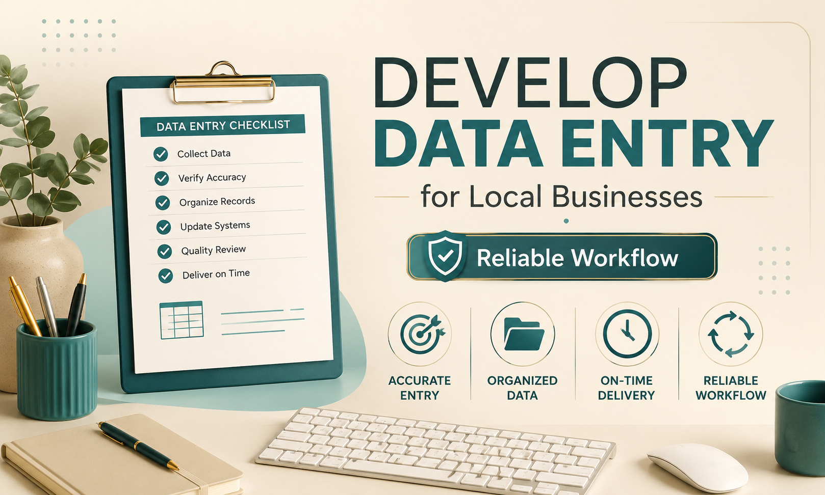 I will develop data entry for local businesses focused on a reliable workflow