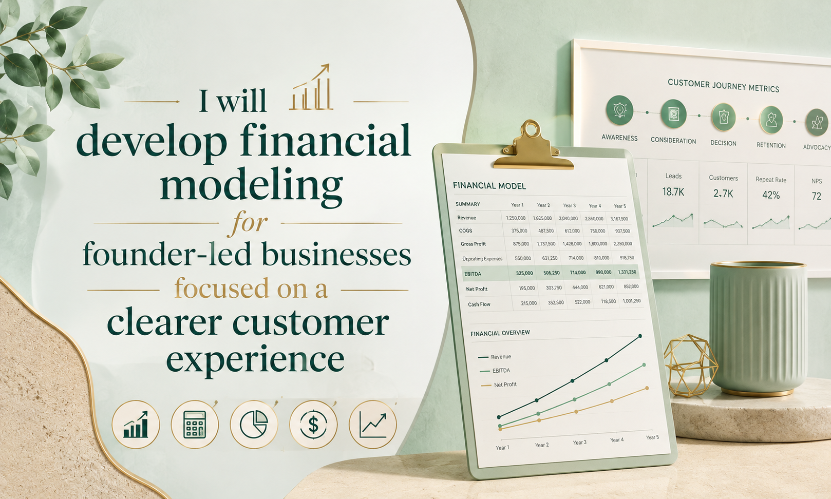 I will develop financial modeling for founder-led businesses focused on a clearer customer experience