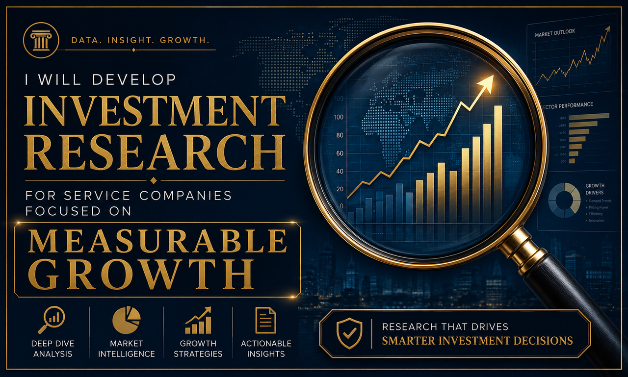 I will develop investment research for service companies focused on measurable growth