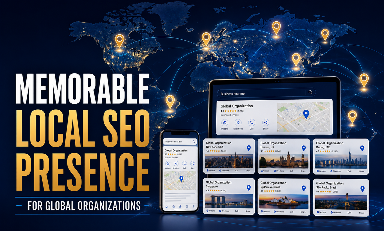 I will develop local seo for global organizations focused on a memorable brand presence